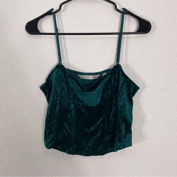 Victoria’s Secret Green Velvet Cropped Tank Top - Picture 1 of 4